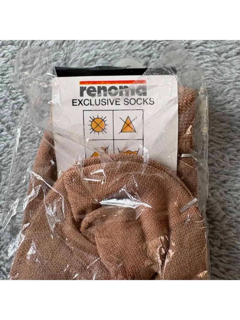 Vintage Renoma Exclusive Brown Socks With Geometric Design New In Packaging